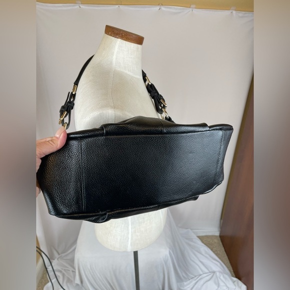 S-zone black leather with gold hardware hobo shoulder bag - Picture 8 of 14